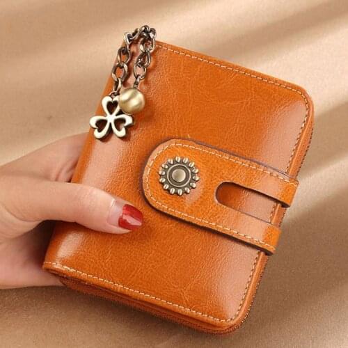 Leather Vintage Small Women Wallets Female Womens Wallet Zipper Design With Coin Purse Pockets Mini Walet