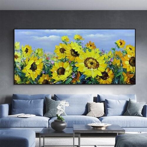 Handmade Beautiful Abstract Sunflower Landscape Oil Painting Interior Decoration Canvas Art Gift