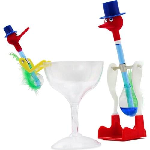 Creative Drinking Bird Happy Bobbing Lucky Bird Toy Adult Anti Stress Novelty Gift with Glass Cup Interactive Funny