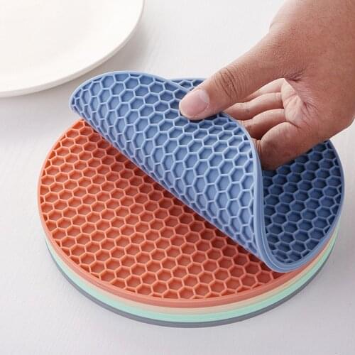 Round Honeycomb Silicone Placemat,Anti-scald,Non-slip Mat,,Heat Insulation Pot Mat,Easy To Clean,High Temperature Resistant
