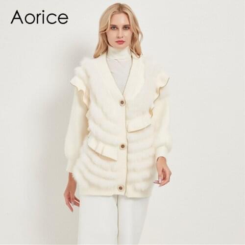 Aorice women real fox fur coat jacket 2020 Ins hot lady female girl winter sweater coats parka CT050