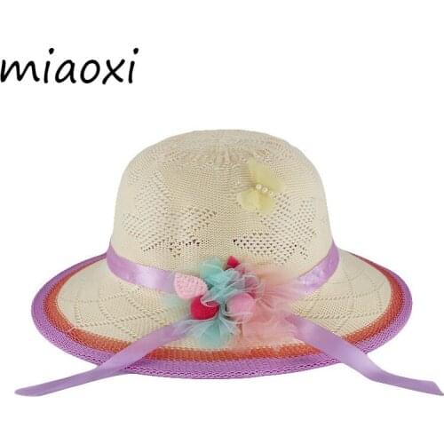 Miaoxi High Quality Fashion Kids Girls Sun Hat Floral Beauty Hats For Children Breathable Bonnet lovely Gorros SN-004