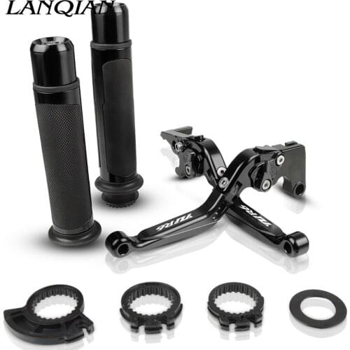 Motorcycle Accessories CNC Adjustable Brake Clutch Levers And Handle Grips With LOGO For YAMAHA YZF R6 YZFR6 2005 2006 2007-2016