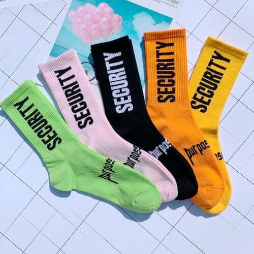 Socks men and women middle tube street tide ins sports hip hop street letters long tube cotton socks wholesale