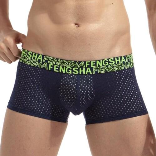 Mens Breathable Ice Silk Underwear Boxers Sexy Mens Soft Bulge Pouch Boxer Shorts Trunks Solid Mesh Underpants Bottoms Hot Sale