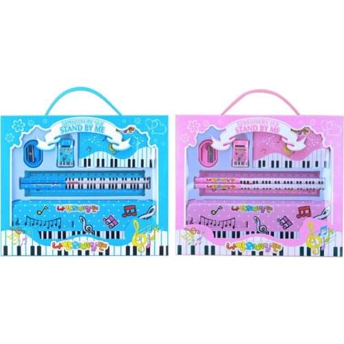 Music Piano Note Pencil Ruler Earser Sharpener 7 in 1 Stationery Set Boys Girls