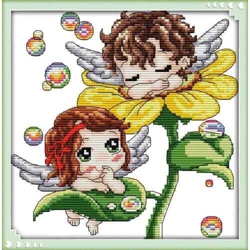 Sunflower angel (2) cross stitch kit cartoon 14ct 11ct count printed canvas stitches embroidery DIY handmade needlework plus