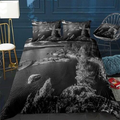 Autumn Lake Quilt Cover Pillowcase 3Piece Comforter Bedding Set With Pillow Case Single Double Duvet Cover Home Decora