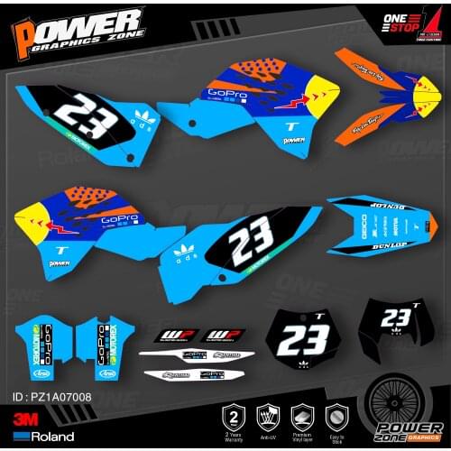 PowerZone Custom Team Graphics Backgrounds Decals 3M Stickers Kit For KTM SX SXF MX 07-10 EXC XCW Enduro 08-11 125 to 500cc 08