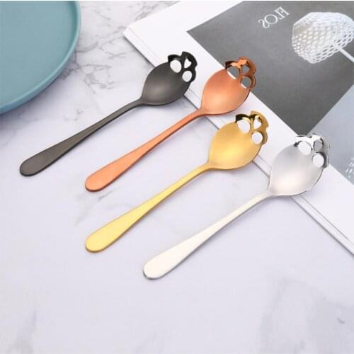 Stainless Steel Dinnerware Creative Skull Shape Sugar Spoon Tea Coffee Mixing Spoon Ice Cream Dessert Kitchen Bar Accessories
