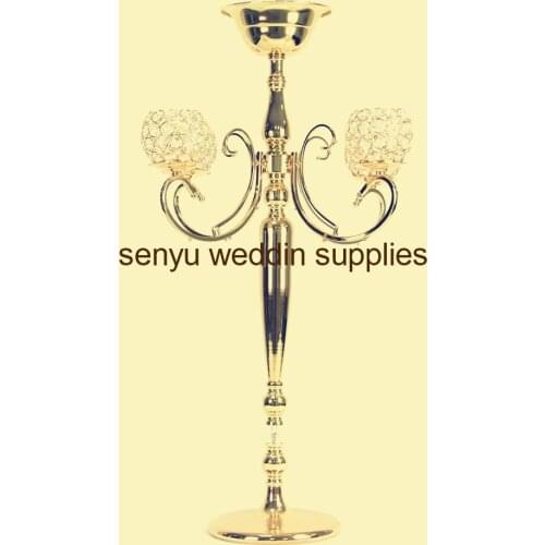 Wedding flower stand 5 arms gold candelabra centerpiece / cheap candelabra senyu0636