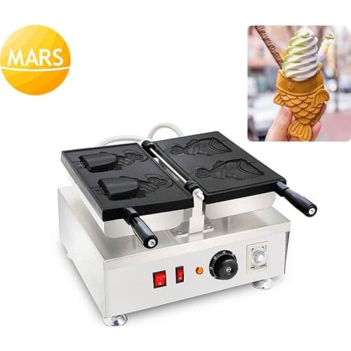 Taiyaki Japanese Fish-Shaped Waffle Pan Maker Non-stick Open Mouth Taiyaki Machine, Ice Cream Fish Waffle Cone Maker