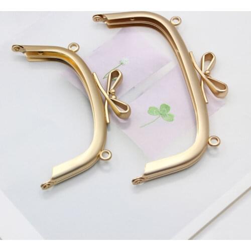 High-Grade Electroplating 10.5/13CM Frosted Gold Bowknot Non-Porous Arched Luggage Hardware Accessories Metal Purse Frame