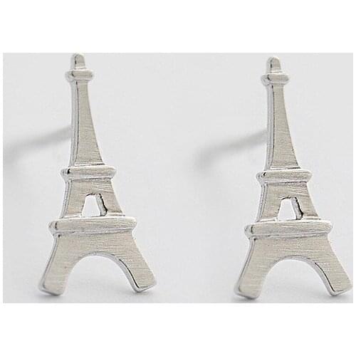 Fashion 925 Sterling Silver Eiffel Tower Stud Earrings for Women Party Jewelry pendientes eh977