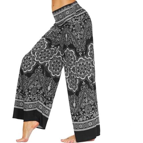 Womens Harem Hippie Yoga Pants Boho Clothing Loose Wide Leg Beach Hippie Pants