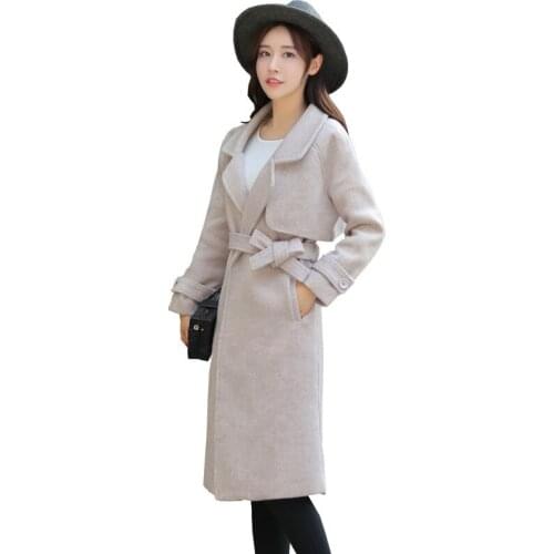 2019 Real Sobretudo Abrigo Mujer Korean Self-cultivation Loose Coat Woman Long Fund Chalaza Sleeve Solid Color Overcoat Winter