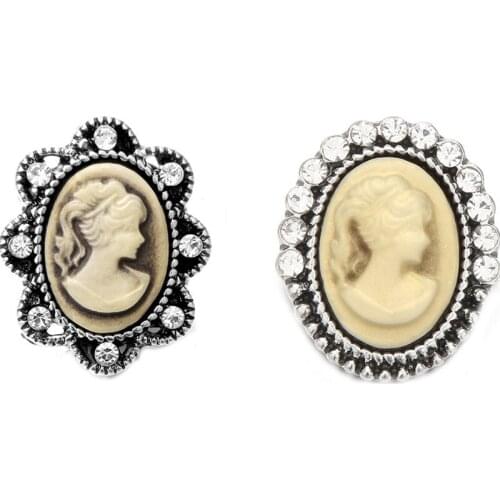 10Pcs/lot Carved Rhinestone Round Snap Buttons Gold Decoration Buttons Jewelry fit 18mm/20mm DIY Snap Bracelet Jewelry Making