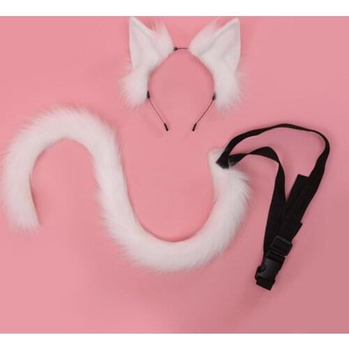 Japanese Faux Fur Fox Cat Ear Hairpin Cute Wolf Fox Tail Halloween Cosplay Party Ball Anime Lolita Dressed Up Multiple Colors