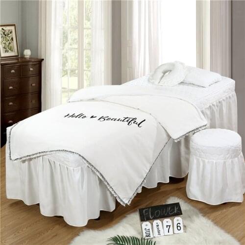 Custom Logo 4-6pcs Beautiful Beauty Salon Bedding Sets Massage Spa Use Embroidery Duvet Cover Bed Skirt Quilt Sheet #a