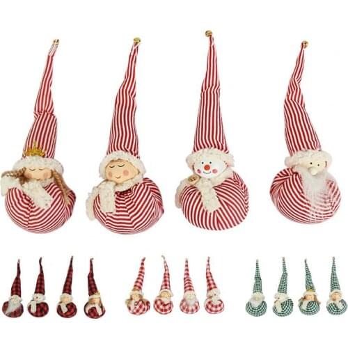 4Pcs Christmas Ornaments Miniature Dolls Eye-catching Wear Resistant Fabric Xmas Tree Hanging Plush 4 Colors Dolls for Home
