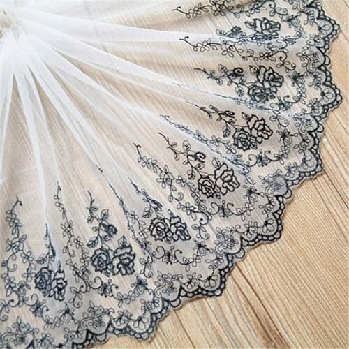5Yard/Lot DIY 21CM Wide Lace Trim Two Color Small Rose Lace Fabric Dress Skirt Clothes Accessories