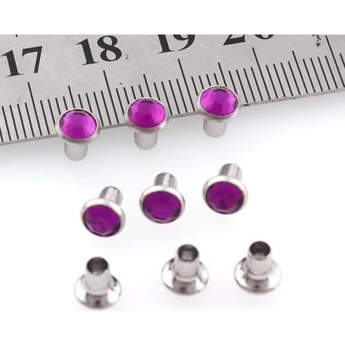 500pcs 2mm Hole Top Quality Metal Purple Crystals Rhinestone Decortaion bag Garment Rivets Stud hardware Belt Accessories