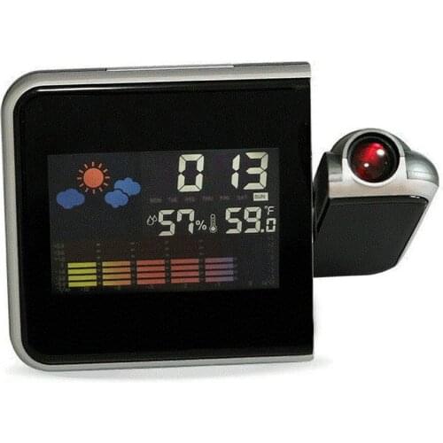 Colorful LED Digital Projection Alarm Clock Temperature Thermometer Humidity Hygrometer Desk Time Projector Clock