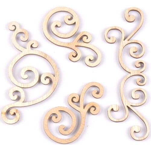 Flower pattern Natural Wooden Lace Scrapbooking Diy Craft wood corner for decoration ornament handicrafts 8pcs MT1859