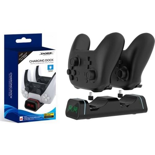 Dual Seat Charging Dock Charger for PS5 , Xbox Series S/X , Nintendo Switch Pro , Google Gamepad Charger Stand Power Supply