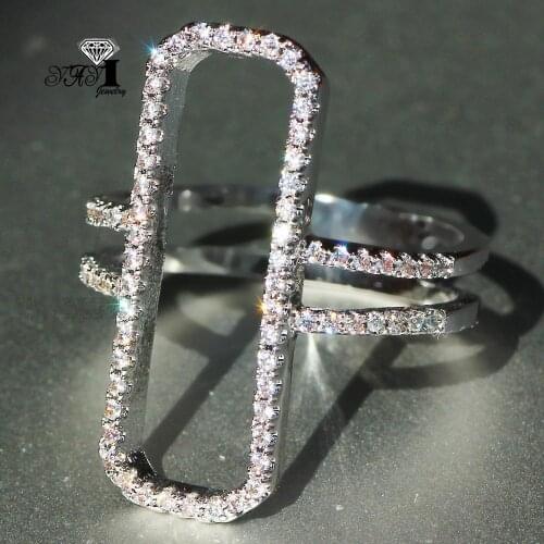 YaYI Fine Jewelry Fashion Princess Claw Set Cut White Cubic Zirconia Silver Color Engagement Wedding Party Leaves Gift Rings