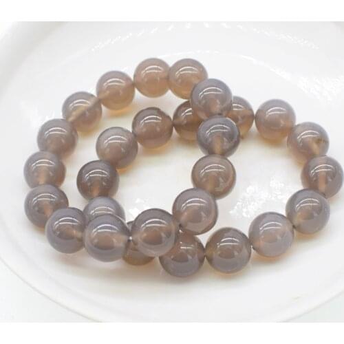 14mm gray agate round bracelet 7.5inch wholesale beads nature FPPJ for woman gift