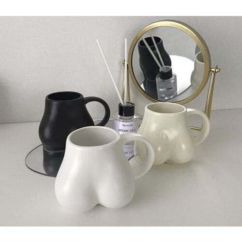 Cutelife Nordic Funny White Ceramic Body Mug Kitchen Breakfast Milk Tea Coffee Cup Creative Couple Gift Handle Drinking Beer Mug