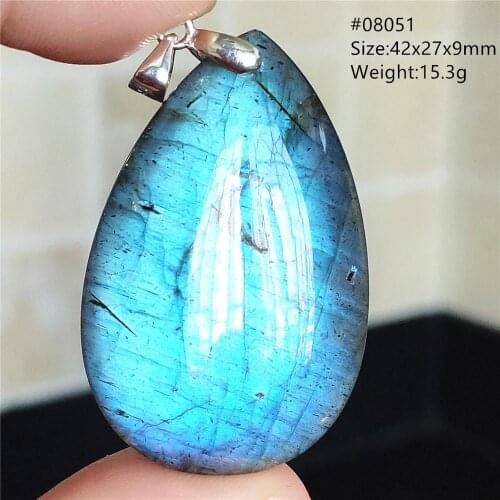 Genuine Natural Purple Labradorite Blue Light Women Men Pendant Love Crystal Fashion Rare Stone Necklace Pendant AAAAA