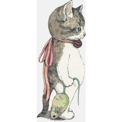 Hot Sell Cartoon Cute Cat Catching Mouse Car Sticker Motorcycle Stickers Superior Quality Vinyl Decals Anti-UV PVC 14.9cm X 6cm