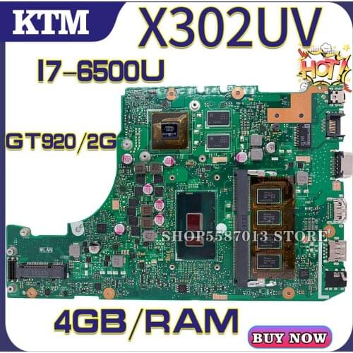 X302UVK for ASUS X302UJ X302U X302UV X302UA/UJ laptop motherboard X302UA mainboard test OK I7-6500U cpu 4GB-RAM