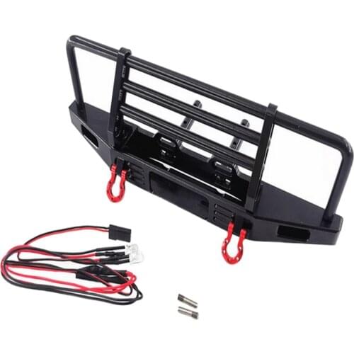 Metal Front Bumper With LED Lights For 1/10 Axial SCX10 TRX4 RC Crawler