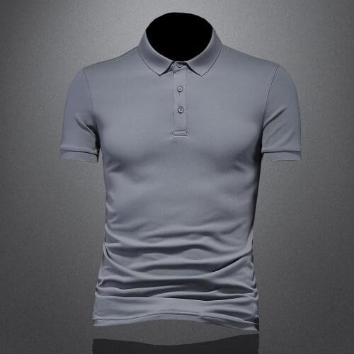 2021 new mercerized cotton piqué mens light board lapel short-sleeved solid color POLO shirt for men