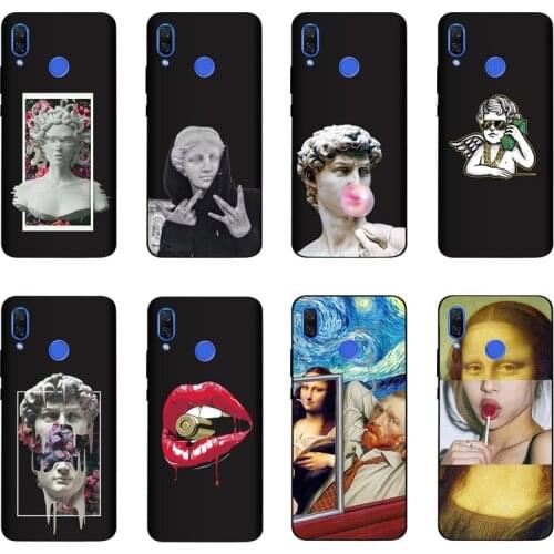 QAQsam Soft Silicone For Huawei Nova 3 Case Painting Matte For Huawei Nova 3i PSmart Plus Statue Abstract Art Painted Cover