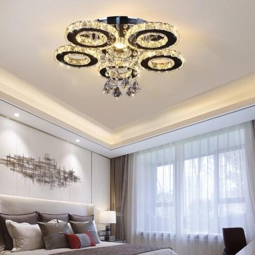 Newest 5Rings Crystal Ceiling Lamps Lustre Modern Led Ceiling Light For living room cocina Bedroom Indoor Lighting Fixture