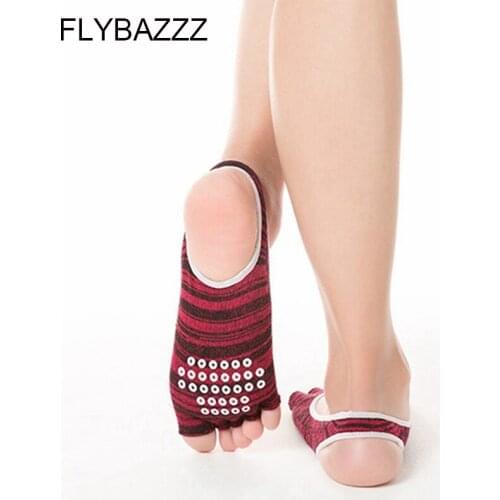 New Band Hot Sale 5 Finger Toe Backless Yoga Socks Women Sport Socks Solid Non Slip Silicone Ankle Socks Pilates Breathe Socks