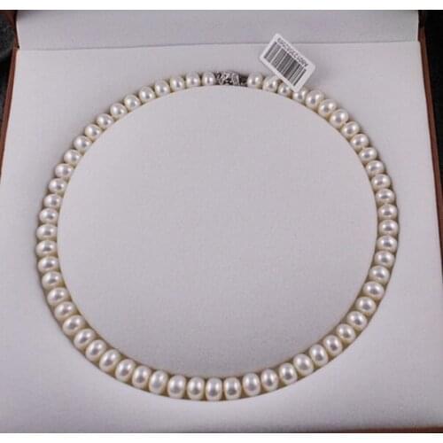 Wholesale good silver-jewelry AAA Natural 8-9MM Freshwater Pearl Necklace 42-44cm Genuine Choker Classic Knotted Mother
