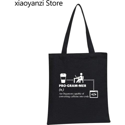 Programmer Fashion Handbag IT Guy Techie Coder Geek Funny Shopper Bags Novelty Eco Reusable Computer Engineer Shoulder Bag