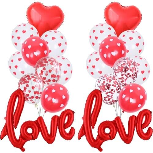 Romantic Anniversary Wedding i Love You Balloons Set Heart Confetti Ballons Valentine Day Decorations For Party Love Red Baloon
