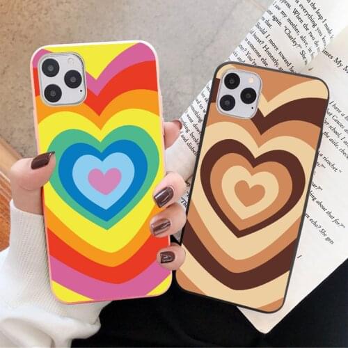 Luxury Rainbow Love Heart Phone Case For iPhone 11 12 Pro Max SE 2020 X XS Max XR 8 7 6s Plus matte Silicone Case Soft TPU Cover
