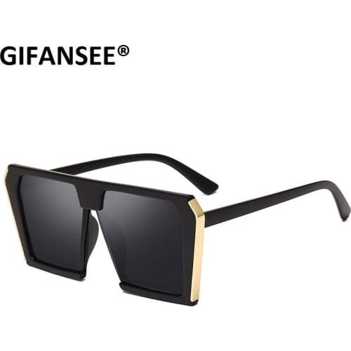 GIFANSEE Oversize square sunglasses women men brand designer Big frame Goggles Glasses Female Lady Shades UV400 Vintage mirror