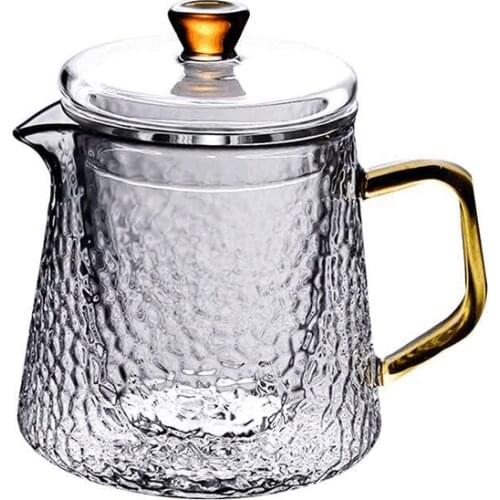 Clear Borosilicate Glass Teapot with 304 Stainless Steel Infuser Strainer Heat Resistant Coffee Sqaure Tea Pot Kettle Set