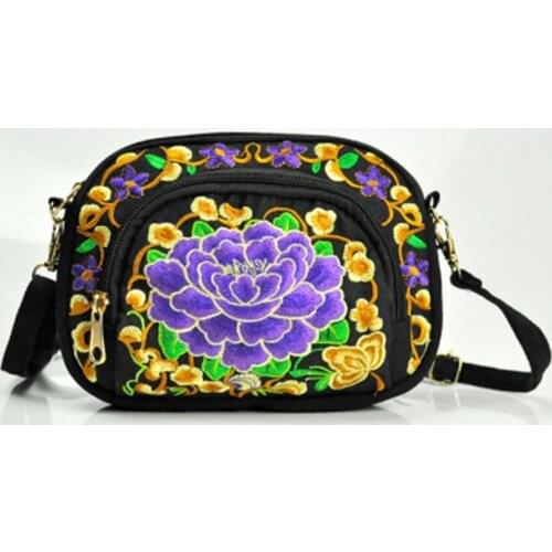 New Chinese national embroidery bag double-sided embroidery canvas coin purse mobile phone bag ladies mini diagonal bag