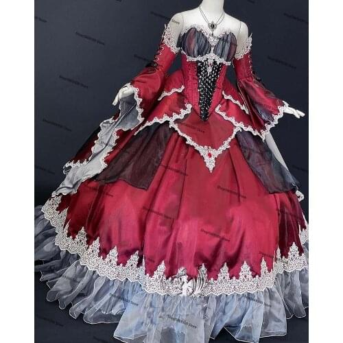 Dark Red Black Gothich Wedding Dresses with Detachable Sleeves Robe De Soirée Lace-up Corset Renaissance Costume Bridal Gown