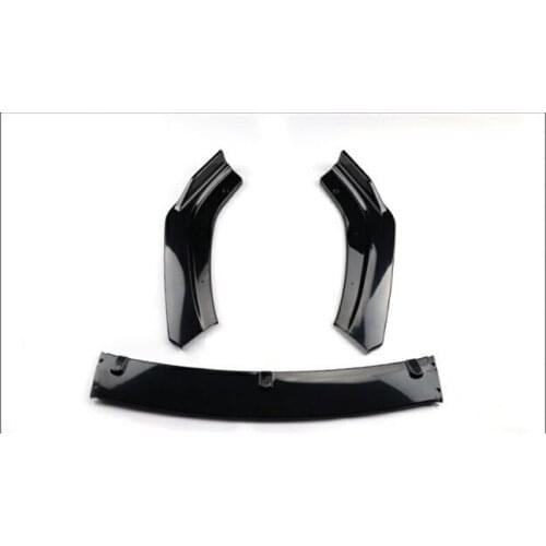 Universal car Gloss Black/Carbon Fiber ABS Front Bumper Lip Cover Trim 3pcs
