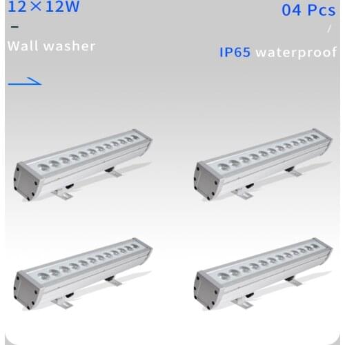4pcs/lots IP65 waterproof Led 12x12w RGBW 4in1 bar Wall Wash Light Led Outdoor Flood Light DJ Bar Show Stage Light